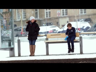 in norway, at a bus stop in winter, they left a boy without a jacket and filmed his reaction.